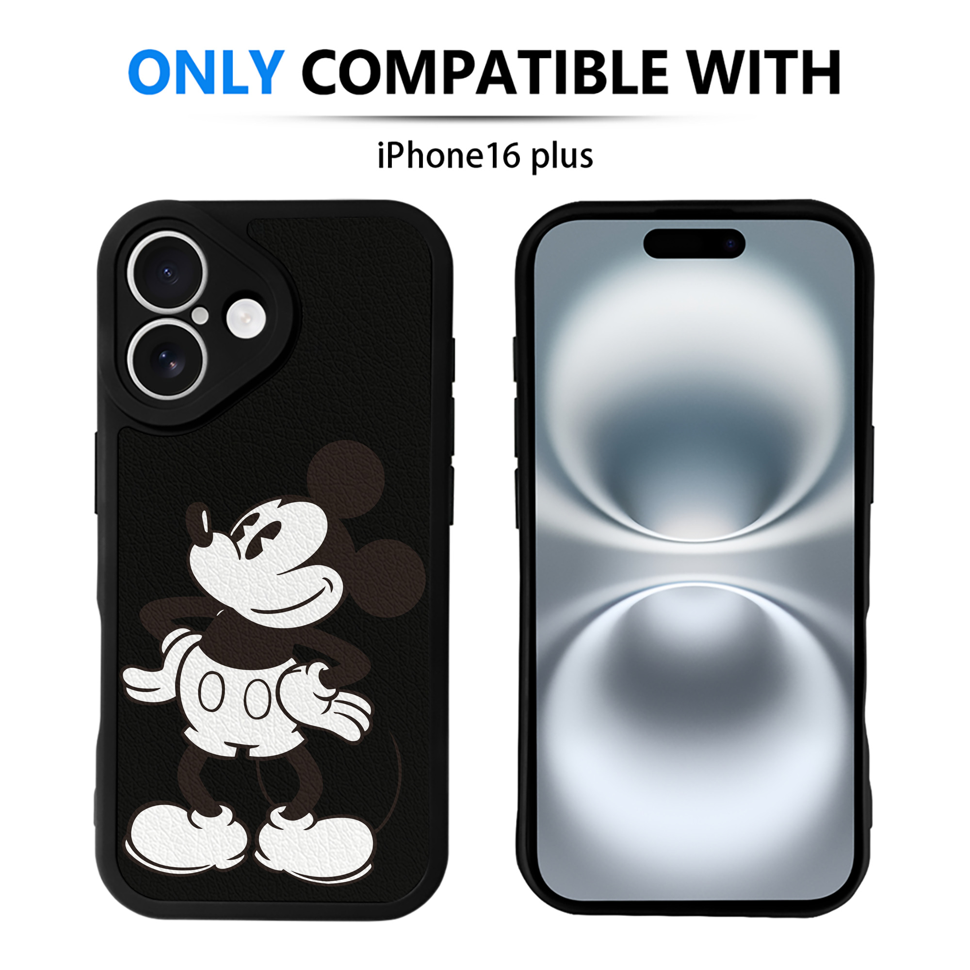 （画像用） ミッキーマウス Mickey Mouse 【iPhone 16シリーズ対応】シリコンスマホケース（レザー調） 材質：シリコン